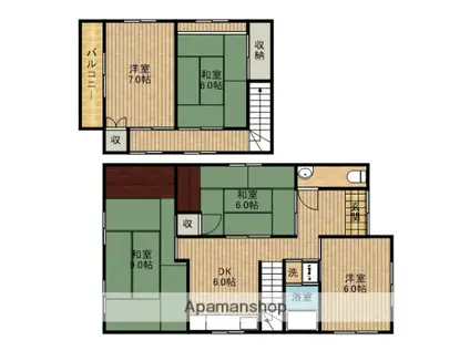 東海道本線 焼津駅 徒歩24分 2階建 築60年(5DK)の間取り写真