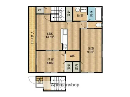 ビーンズスクエア 南棟(2LDK/2階)の間取り写真