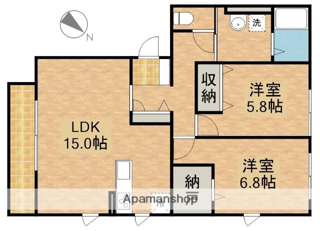 GRAND HILL清水Ⅰ(2LDK/3階)の間取り写真