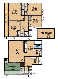 東海道本線 浜松駅 バス乗車時間:18分 浜松北高バス停で下車 徒歩9分 2階建 築19年(5LDK)の間取り写真