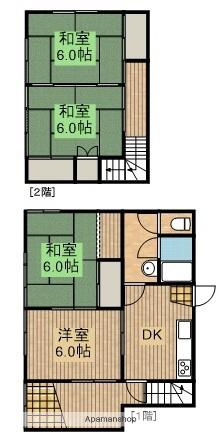 東海道本線 磐田駅 バス乗車時間:10分 上大之郷下バス停で下車 徒歩9分 2階建 築50年(4DK)の間取り写真