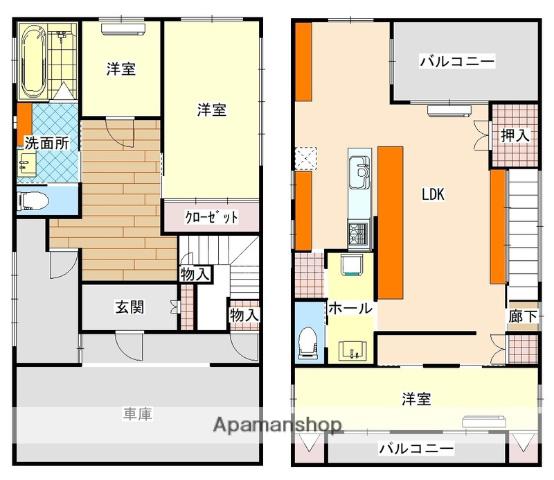 東海道本線 浜松駅 バス乗車時間:6分 相生バス停で下車 徒歩7分 2階建 築49年(3LDK)の間取り写真