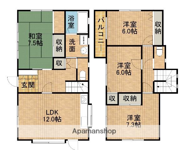 東海道本線 藤枝駅 バス乗車時間:30分 五十海北バス停で下車 徒歩6分 2階建 築31年(4LDK)の間取り写真