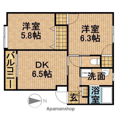 エクレール(2DK/3階)の間取り写真