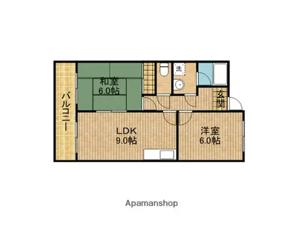LIMPIA GRACE(2DK/2階)の間取り写真