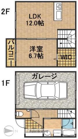 ガレッジ28(1LDK)の間取り写真