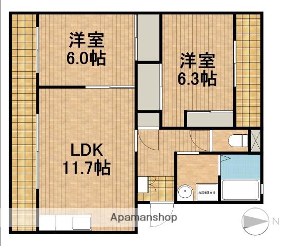 ハーヴェスト(2LDK/2階)の間取り写真