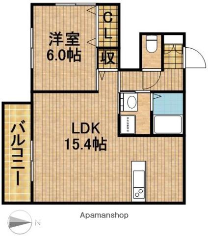 ルミナスコートB(1LDK/1階)の間取り写真