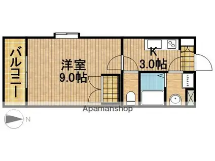 プロムナードⅠ(1K/3階)の間取り写真