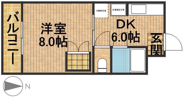 サンローヤル萩丘(1DK/3階)の間取り写真