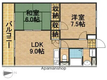 トップアイルⅡ(2LDK/1階)の間取り写真