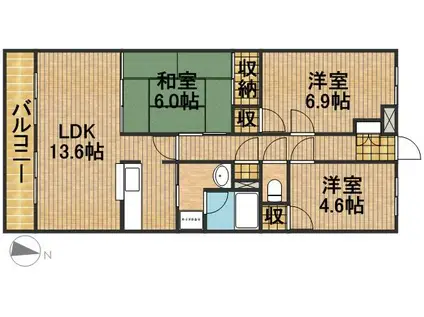 リヴェールセントラルハイツ(3LDK/3階)の間取り写真