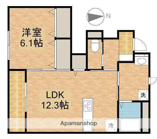 クレッセント若林A(1LDK/1階)の間取り写真
