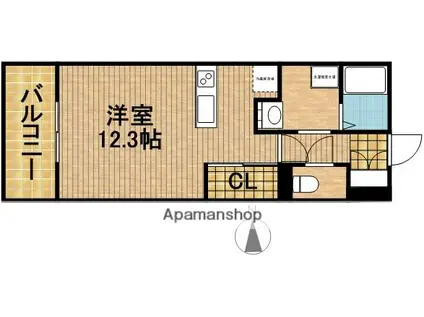 グランジャルダン(ワンルーム/1階)の間取り写真