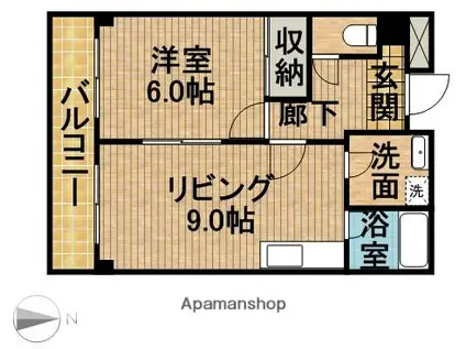 LIMPIA垂木(1LDK/2階)の間取り写真