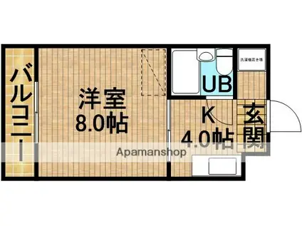 フレッシュハイツ(1K/1階)の間取り写真