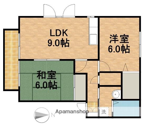 サンフィル高橋B(2LDK/1階)の間取り写真