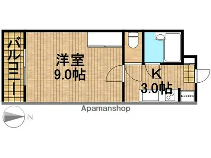 パストラーレⅤ(1K/3階)の間取り写真
