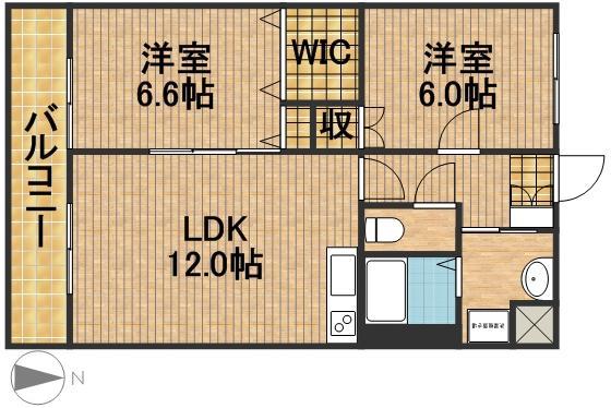 ブライトリー半田山(2LDK/1階)の間取り写真