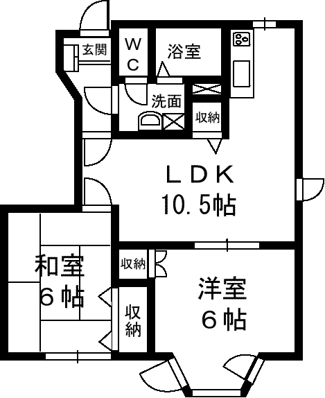 サンクローレⅠ(2LDK/1階)の間取り写真