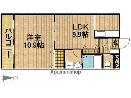 ピアビアン(1LDK/1階)の間取り写真