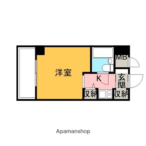 メイクスⅠ八幡(ワンルーム/2階)の間取り写真