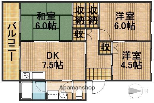 新津コーポ(3DK/2階)の間取り写真