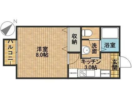 ビアンフェ(1K/1階)の間取り写真