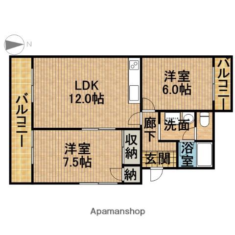 オズハウス6(2LDK/2階)の間取り写真
