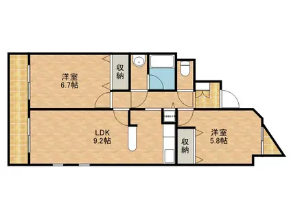 佐鳴湖パークタウンサウス(2LDK/7階)の間取り写真