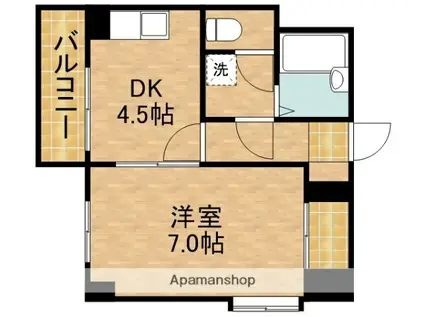 ホリホックイン元浜(1DK/4階)の間取り写真