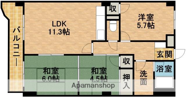 ホリホックイン和田(3LDK/4階)の間取り写真