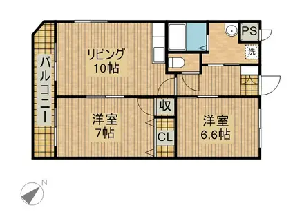 アベニール(2LDK/4階)の間取り写真