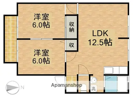 コーポミズシマ(2LDK/1階)の間取り写真