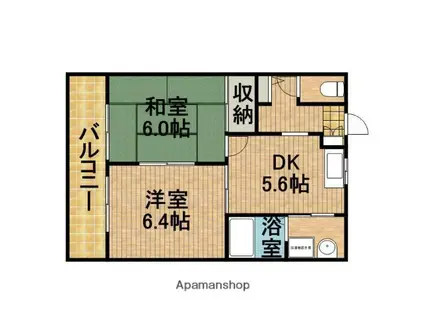 ふるさとB(2K/1階)の間取り写真