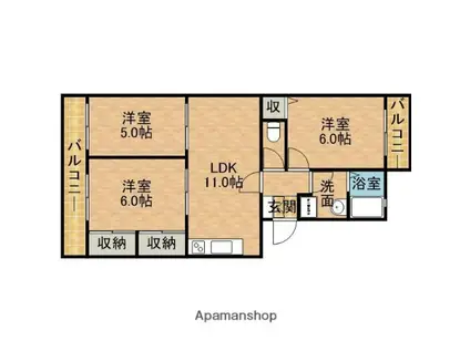 コンシェール東(3LDK/3階)の間取り写真
