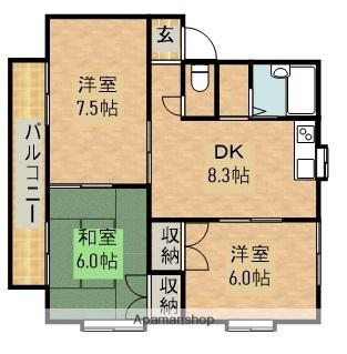 コーポユーカリ(3DK/2階)の間取り写真