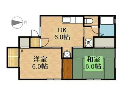 リヴェールエレガンA(2DK/2階)の間取り写真