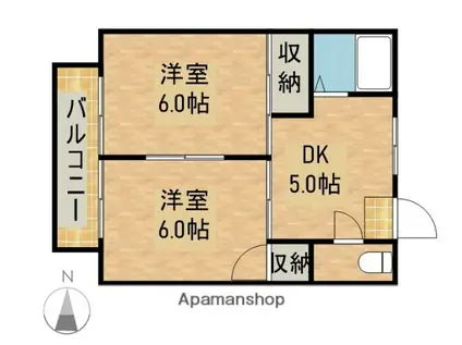 コーポBIG小豆餅(2DK/2階)の間取り写真