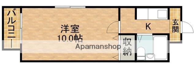 中沢CHG(1K/4階)の間取り写真