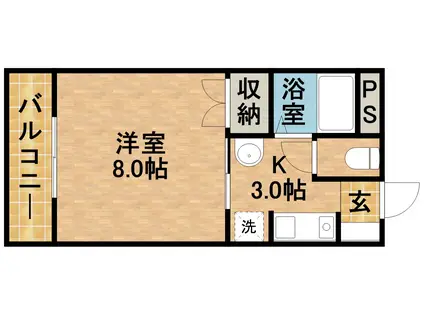 GLORY・AOI(1K/1階)の間取り写真