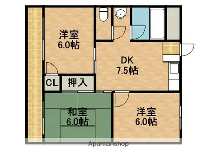 ビレッジ有玉(3DK/1階)の間取り写真