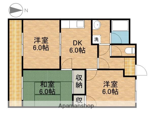 ハイツ新都田(3DK/2階)の間取り写真