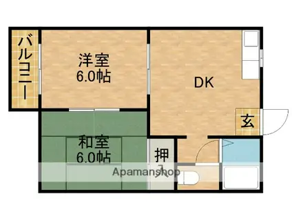 フォーブル篠原(2DK/2階)の間取り写真