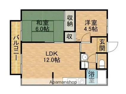 コメットS(2LDK/1階)の間取り写真