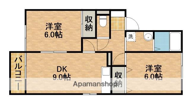 セジュールサンピアC(2DK/2階)の間取り写真