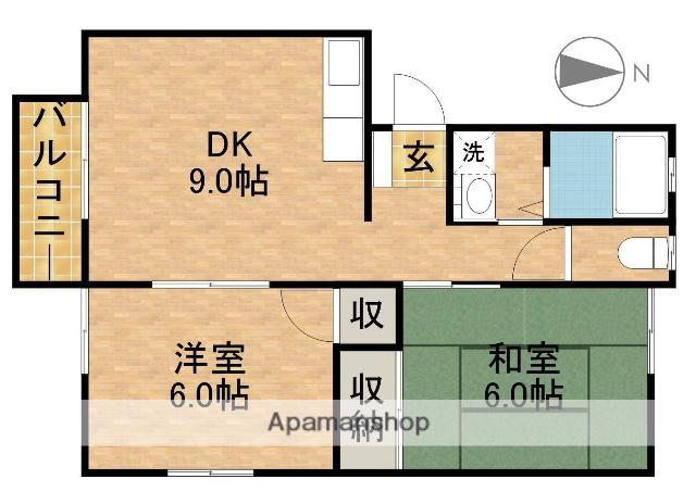 コーポラスカワベB(2DK/2階)の間取り写真