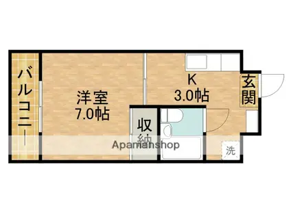 TJハイツ住吉(1K/2階)の間取り写真