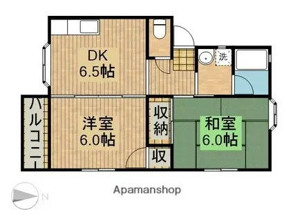 グランパレⅤ(2DK/1階)の間取り写真