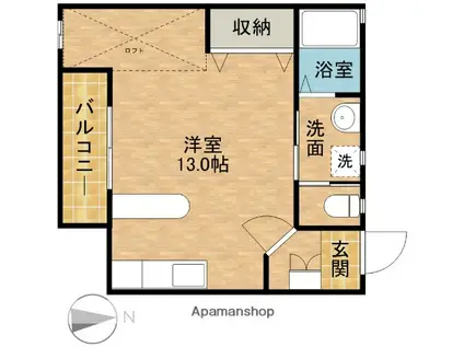 ヴィラピーノ(ワンルーム/1階)の間取り写真